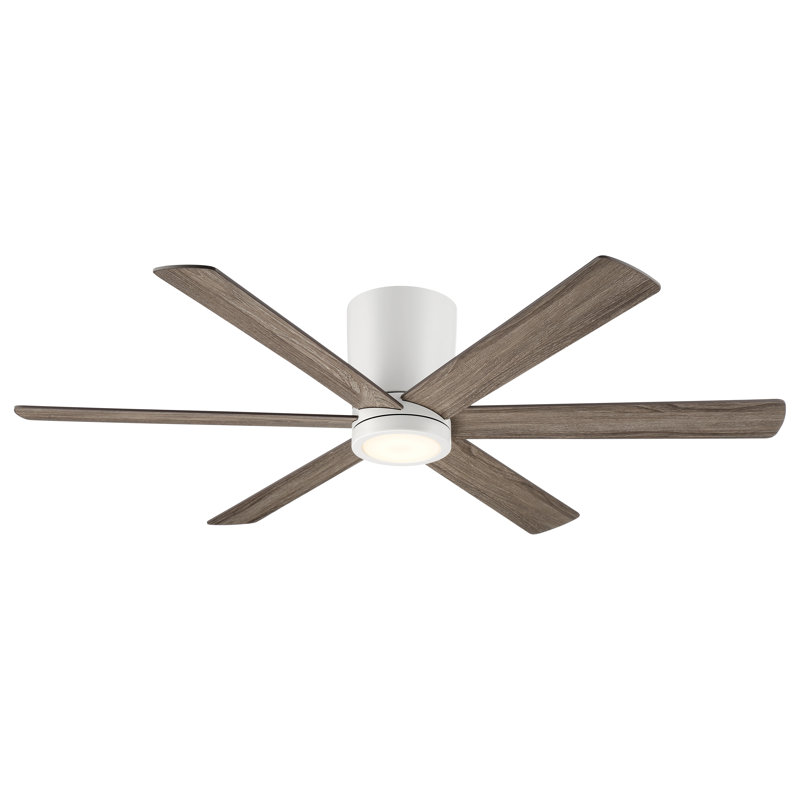 Ventilateur de plafond intelligent DEL d'intérieur / extérieur Coldwater, Blanc mat / chêne