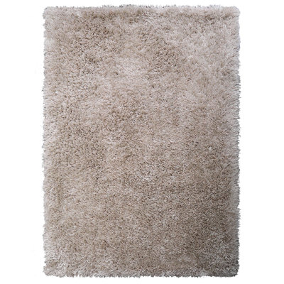 Sanford Hand Tufted Shag Polyester Eco-Friendly Area Rugs - 5' x 8', Rectangle, Ivory Color, Plain Solid Design, High Pile Thick Handmade Anti Skid Area Rugs for Living Room, Bed Room
