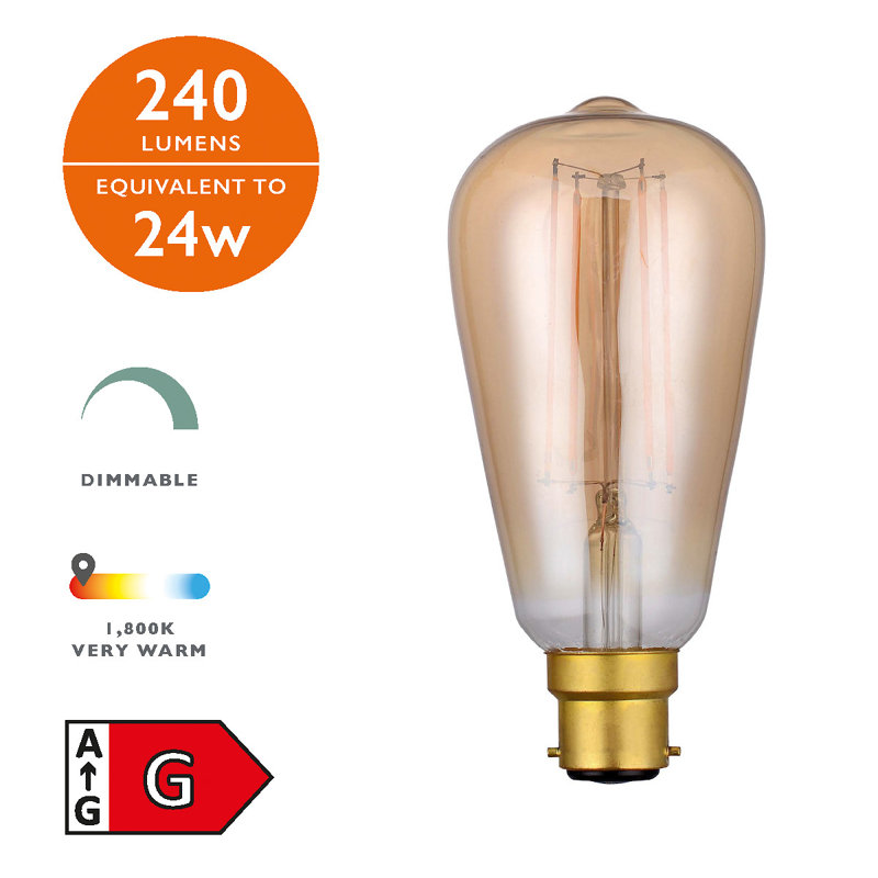 4W Gold LED Vintage Filament Light Bulb
