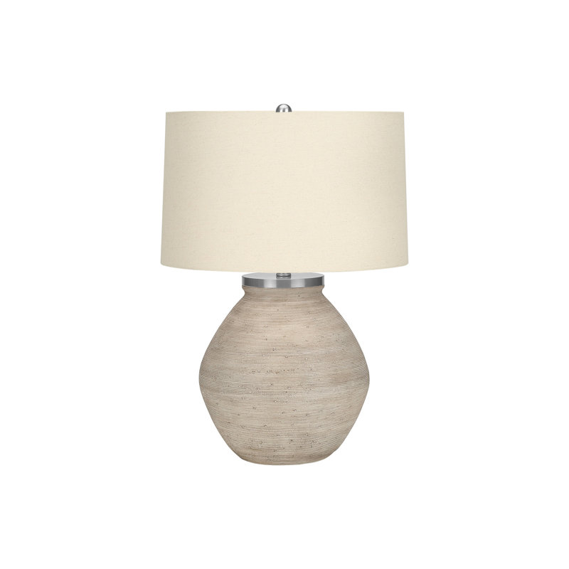 Lighting, H 25 po, lampe de table, béton, abat-jour, contemporain, Beige, Crème, crème