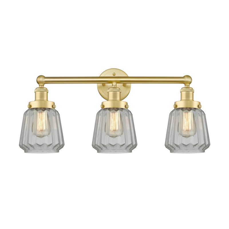 Éclairage pour meuble-lavabo à 3 lumières Aretzy, Transparent, Or satiné
