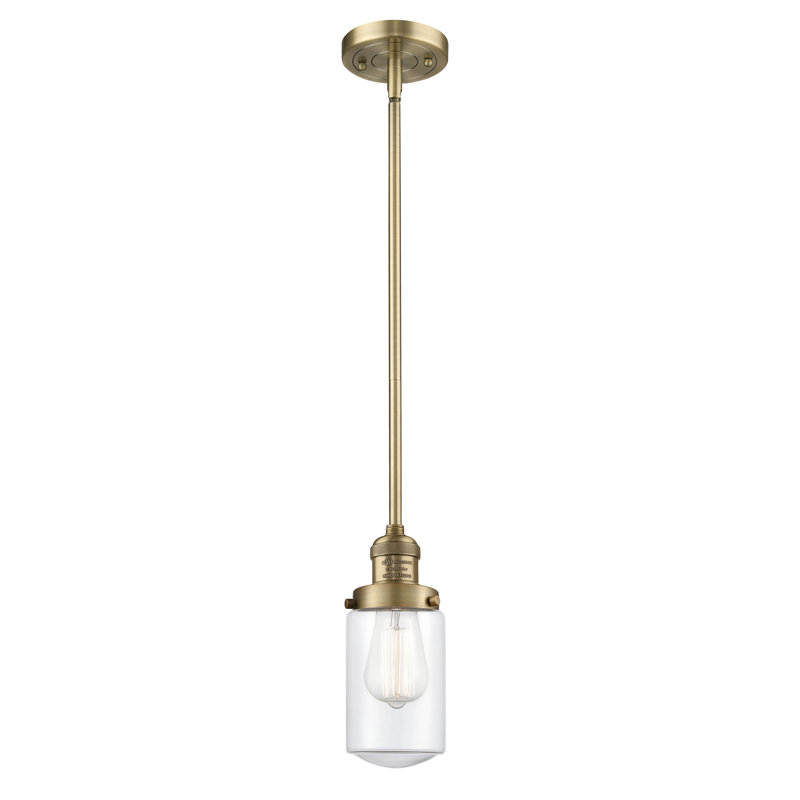 Luminaire suspendu simple à 1 lumière Saroyan, Ampoule DEL 6 watts Vinage, Transparent, Laiton brossé