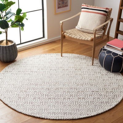 Tapis blanc en laine et polyester à motif abstrait Manya