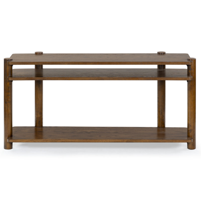 Hepburn 3 Shelf Wood Console Table, Medium Oak