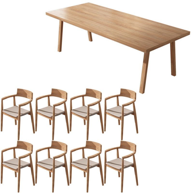 Nordic style full solid wood dining table set, 29.5"H x 94.4"L x 35.4"W