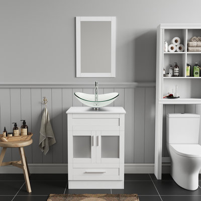 Romford 24'' Single Bathroom Vanity with Manufactured Wood Top