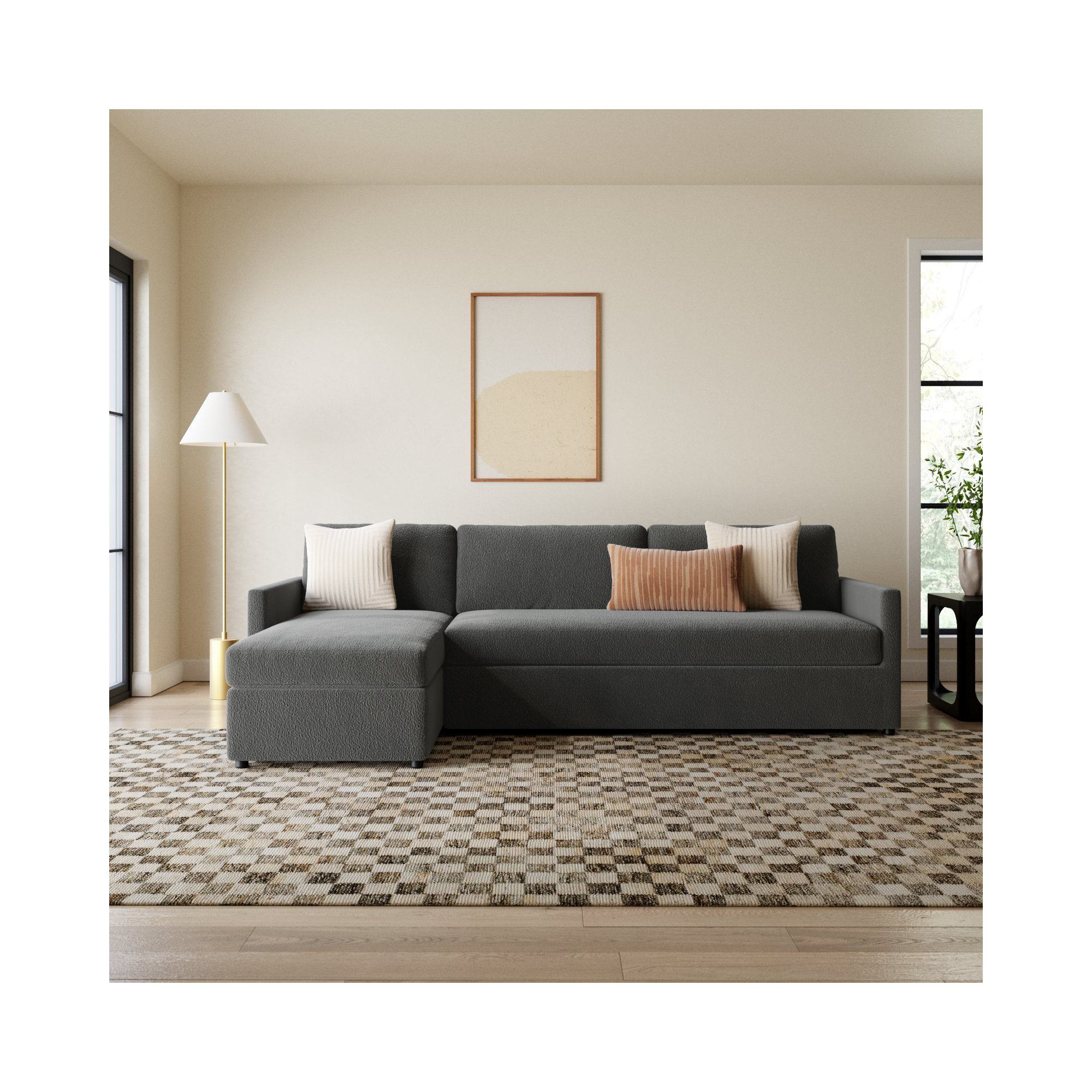 Damari 2 - Piece Upholstered Chaise Sectional, Left Hand Facing, Andrew Slate Performance Chenille