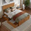 Lit plateforme en bois massif avec pied de lit et tiroirs de rangement Nantucket-96140420-96140421