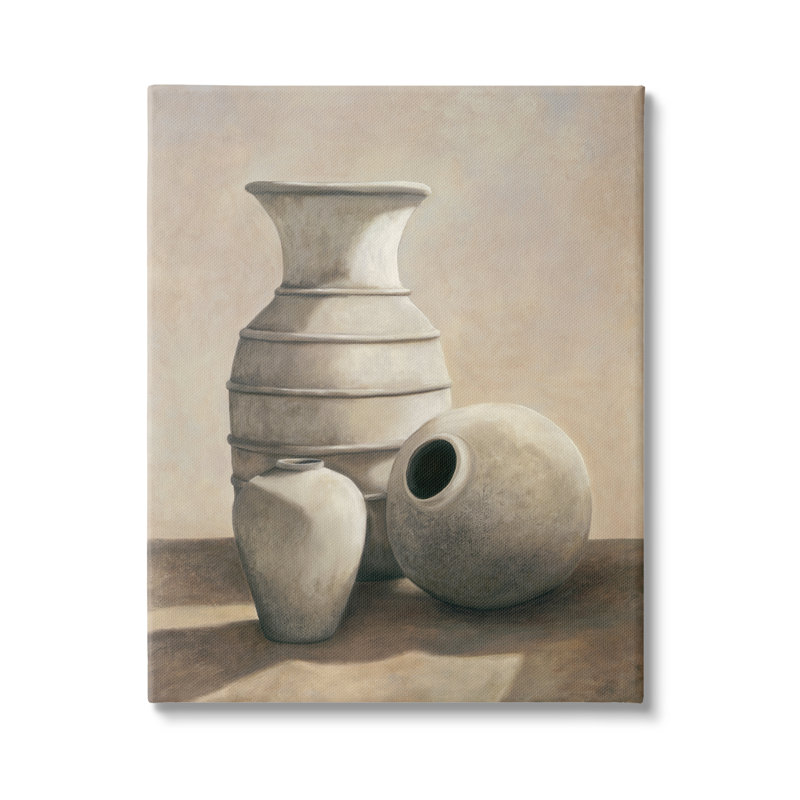 Vases en céramique sépia, Plaque murale, H 16 po x l 16 po x P 1,5 po