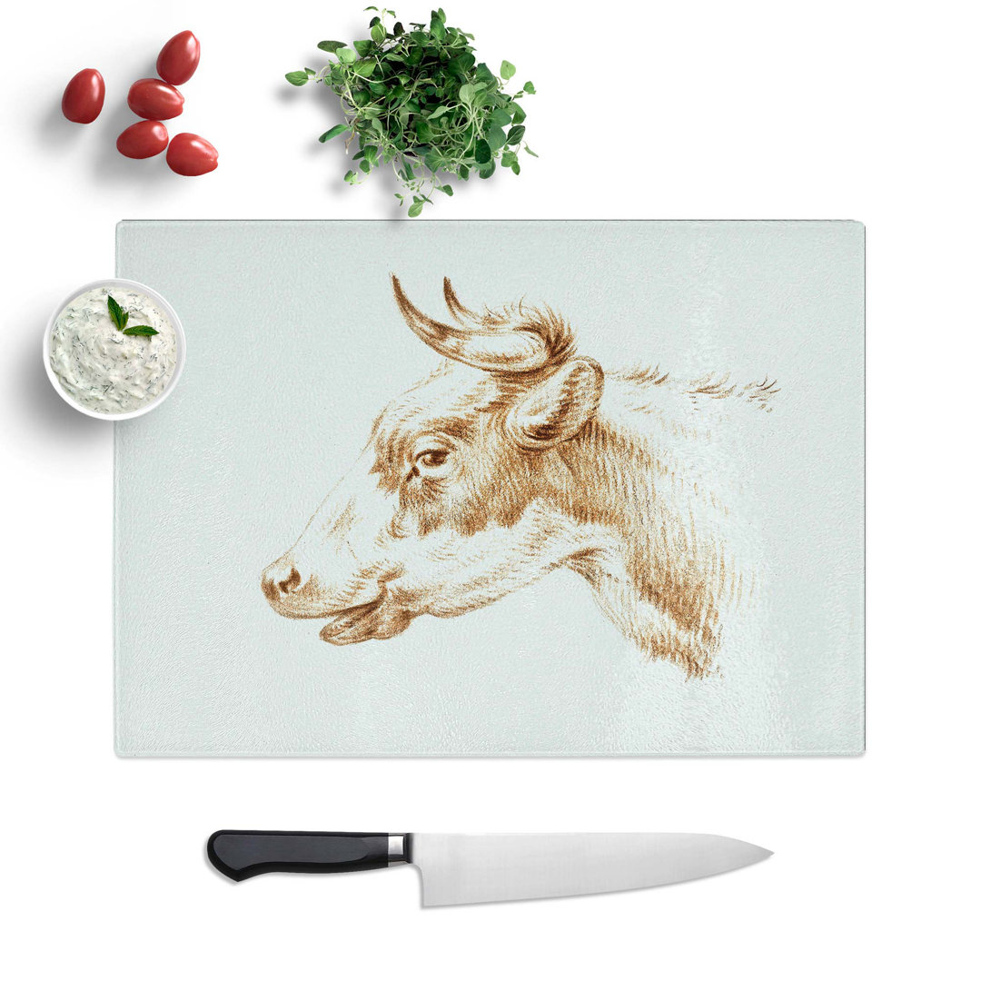 Glass Illustration of A Cow by Jean Bernard Chopping Board