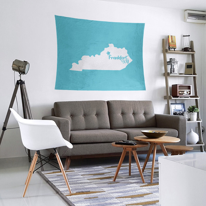 Tapisserie murale frankfort kentucky, H 88 po x l 104 po, Bleu sarcelle