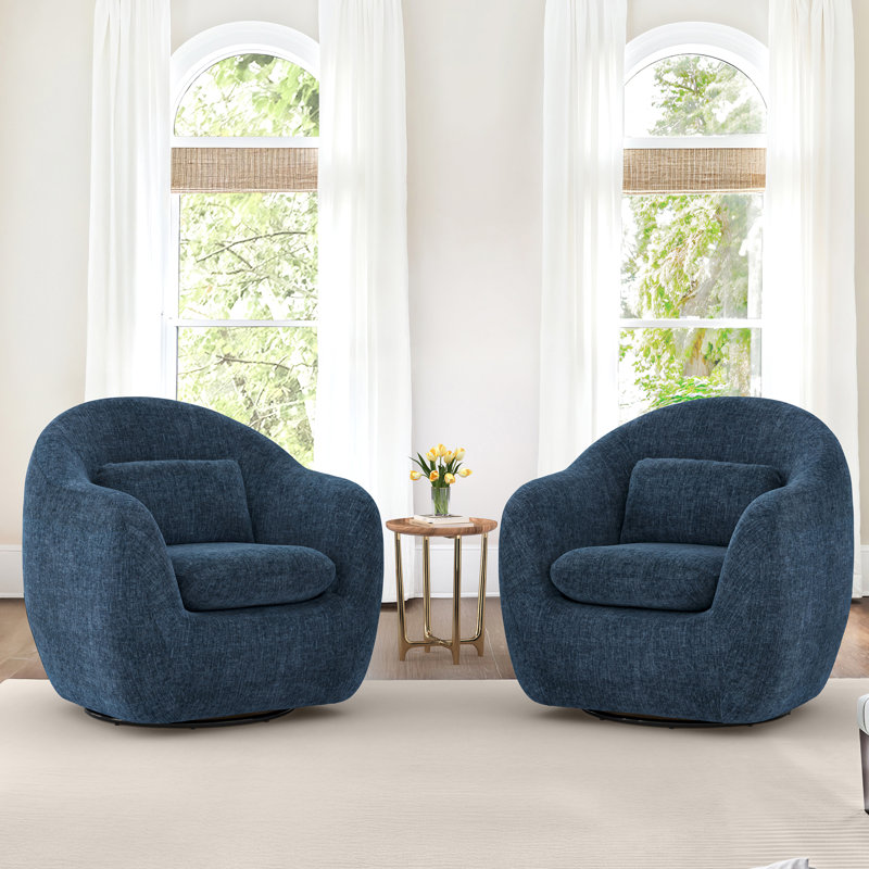 Chaise demi-tonneau pivotante rembourrée Alma (ensemble de 2), Marine