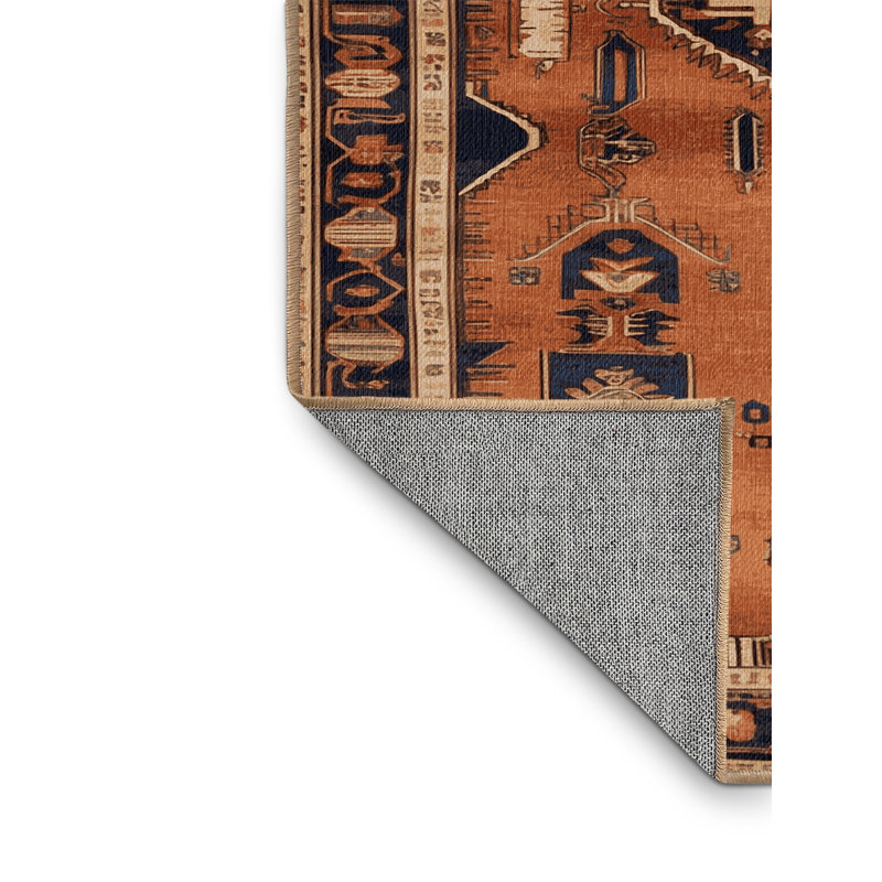 Tapis brun lavable à la machine, Rond 7 pi