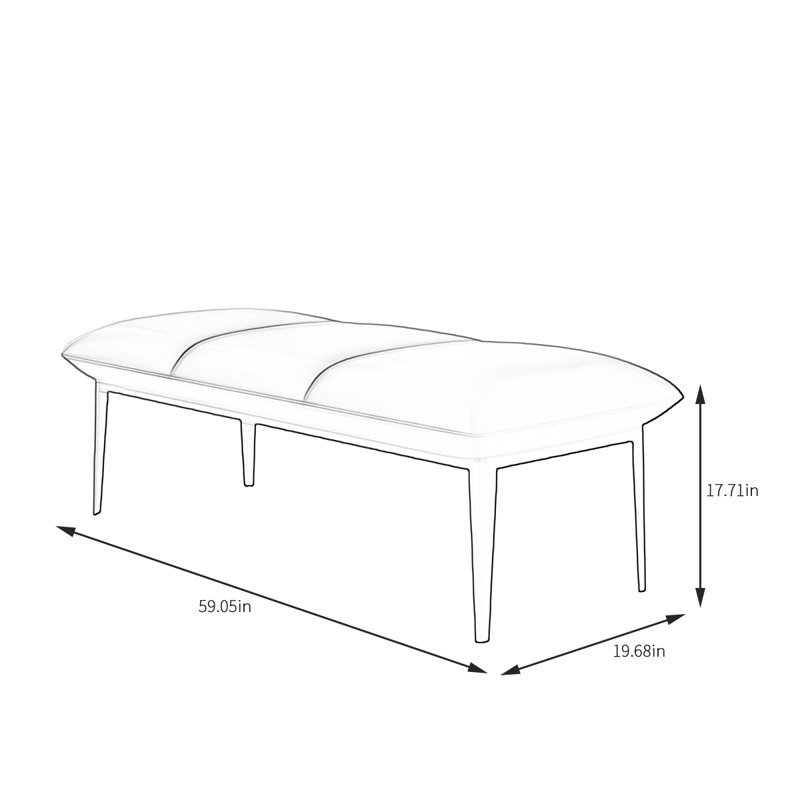 Banc rembourré en cuir Minimalist Luxe