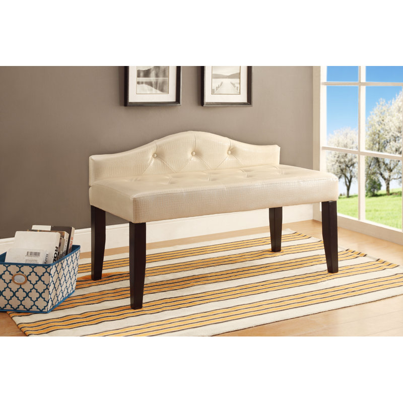 Banc en similicuir Fela, H 26 po x l 42 po x P 19 po, blanc