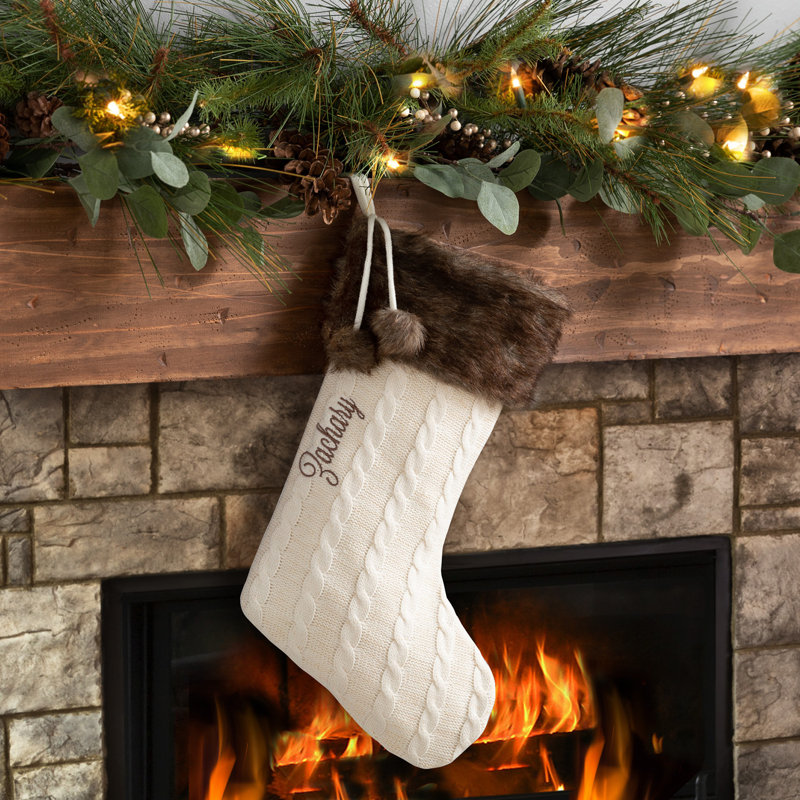 Fur Cuff Cable Knit Stocking, Yes
