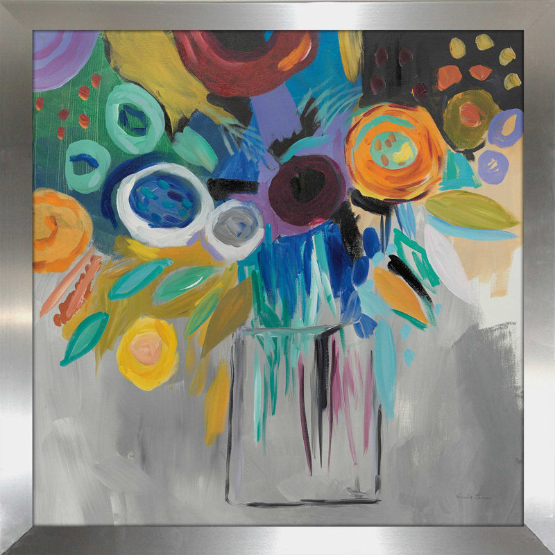 «Burst of Magic», reproduction de peinture acrylique, H 21,5 po x l 21,5 po x P 0,75 po, Encadrement argenté