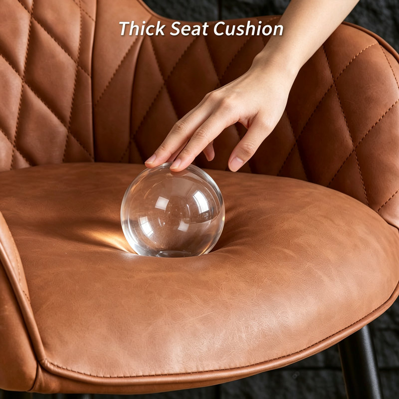 Modern Faux Leather/Suede Diamond Stitching Armchair Dining Chair for Dining Room, Bar, Restaurant, Hotel, Chestnut Brown PU