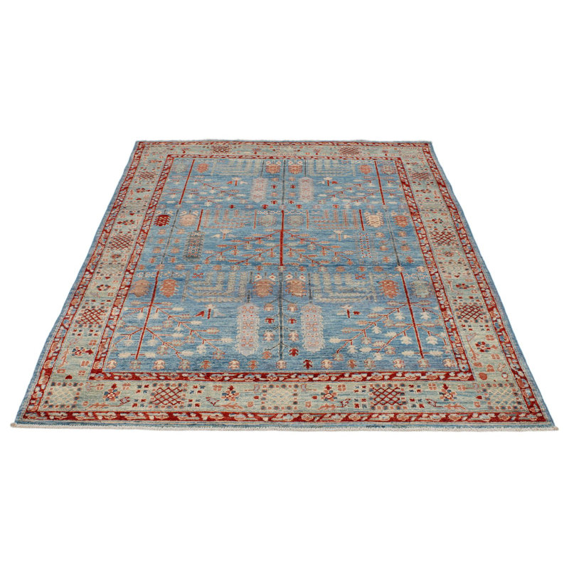 5x7 Light Blue and Light Green Anatolian Traditional Rug
