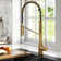 KRAUS Oletto Commercial Style Single Handle Pull Down Kitchen Faucet with QuickDock Top Mount Installation Assembly in Brushed Brass