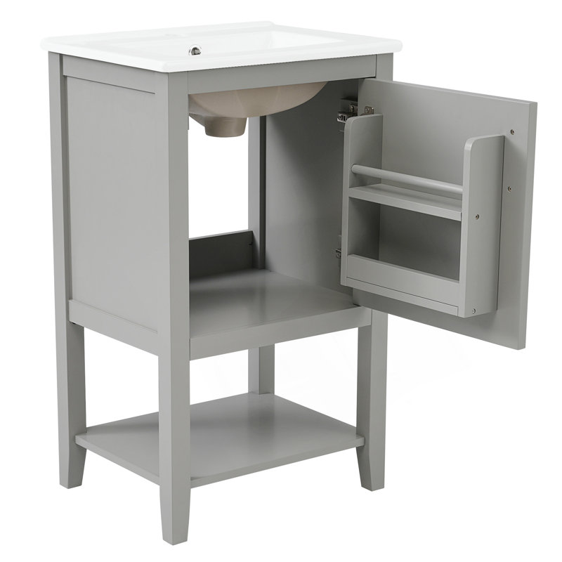 Meuble-lavabo durable de 20 pouces avec lavabo, Gris
