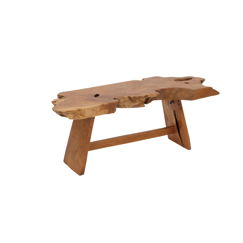 Villicana Teak Wood Handmade Live Edge Top Brown Coffee Table