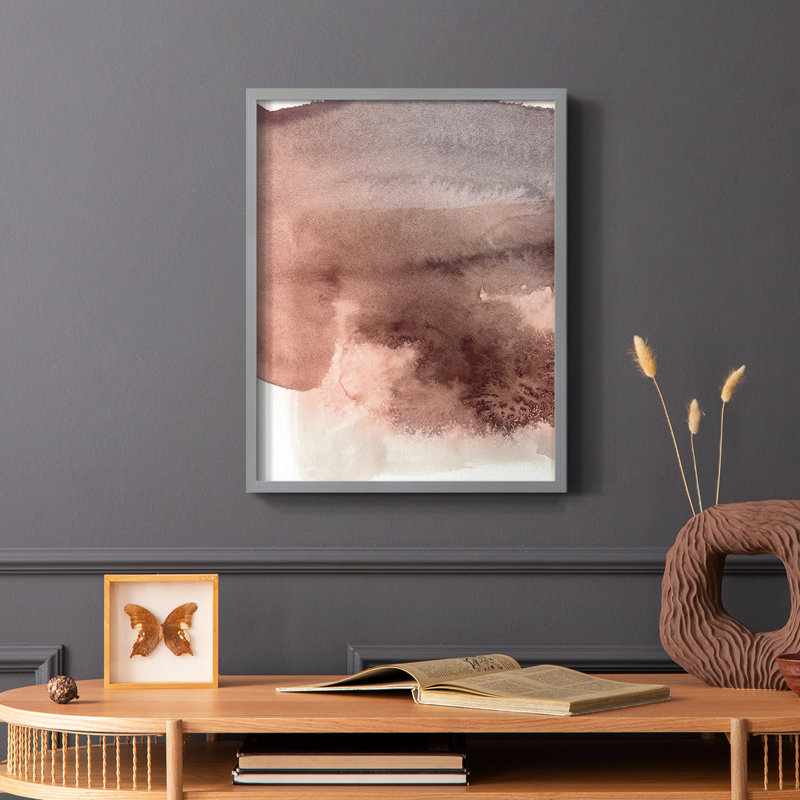 Red Ochre abstrait II, reproduction encadrée - bois massif, Cadre simple gris, H 10 po x l 8 po