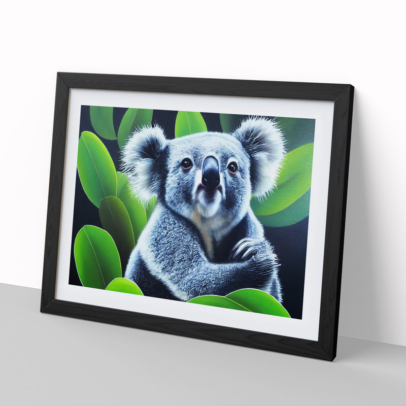 Koala Bear - Single Picture Frame Print, Black, 25cm H x 34cm W x 2cm D