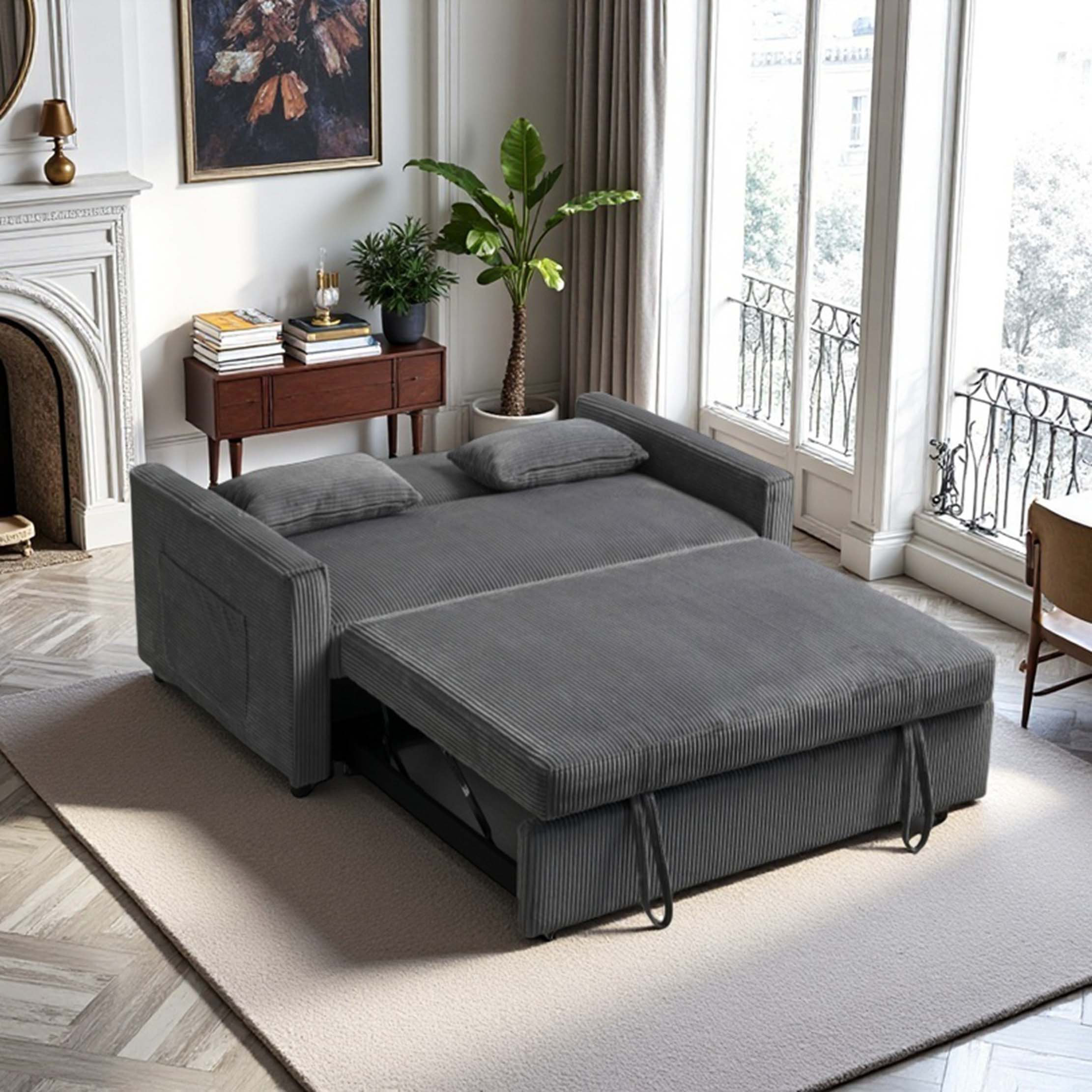 Ophelia & Co. Futon Sofa Bed,3-In-1 Multi-Functional Corduroy Sleeper