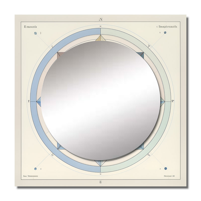 Sacrée mystère rétro Mandala Illustration III - grand miroir carré géométrique pour décoration murale, 23 po x 23 po