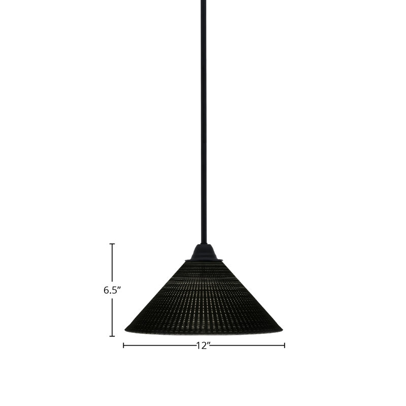 Matte Black Mini Pendant with Black Matrix Glass Shade