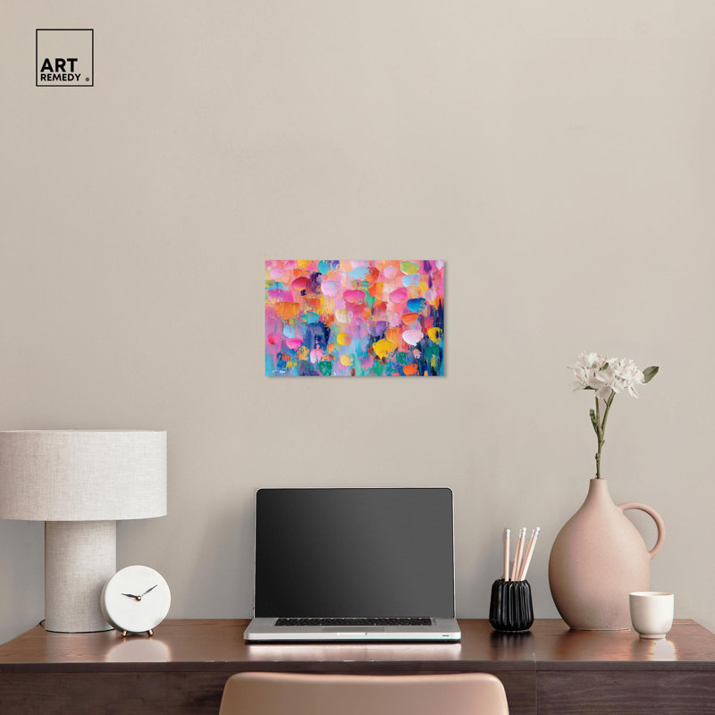 Art, art floral, fleurs abstraites, III, H 10 po x l 15 po, Toile tendue
