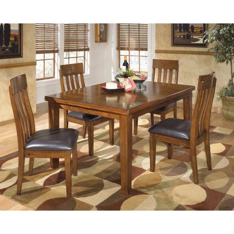 Ekkard Four Leg Dining Set, 9 Pieces: Table, 8 Chairs