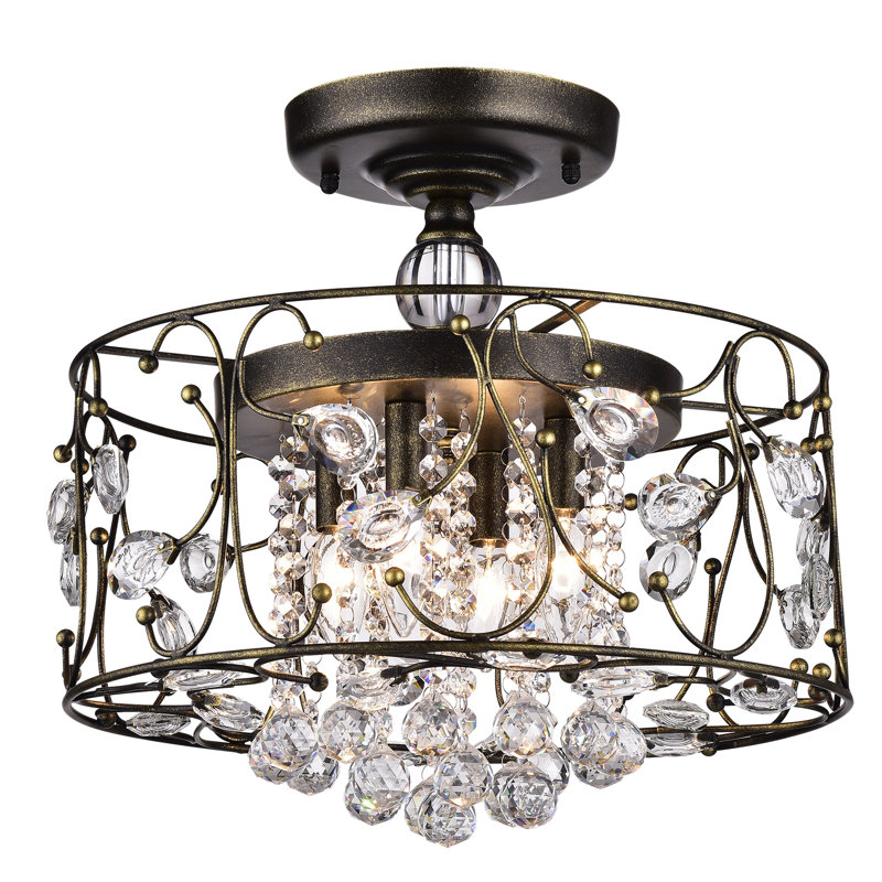 Hershberger Semi Flush Mount, Black Brushed Gold