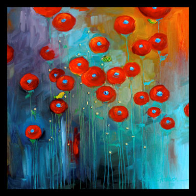 « passion flows ii floral abstract », reproduction d’art encadrée