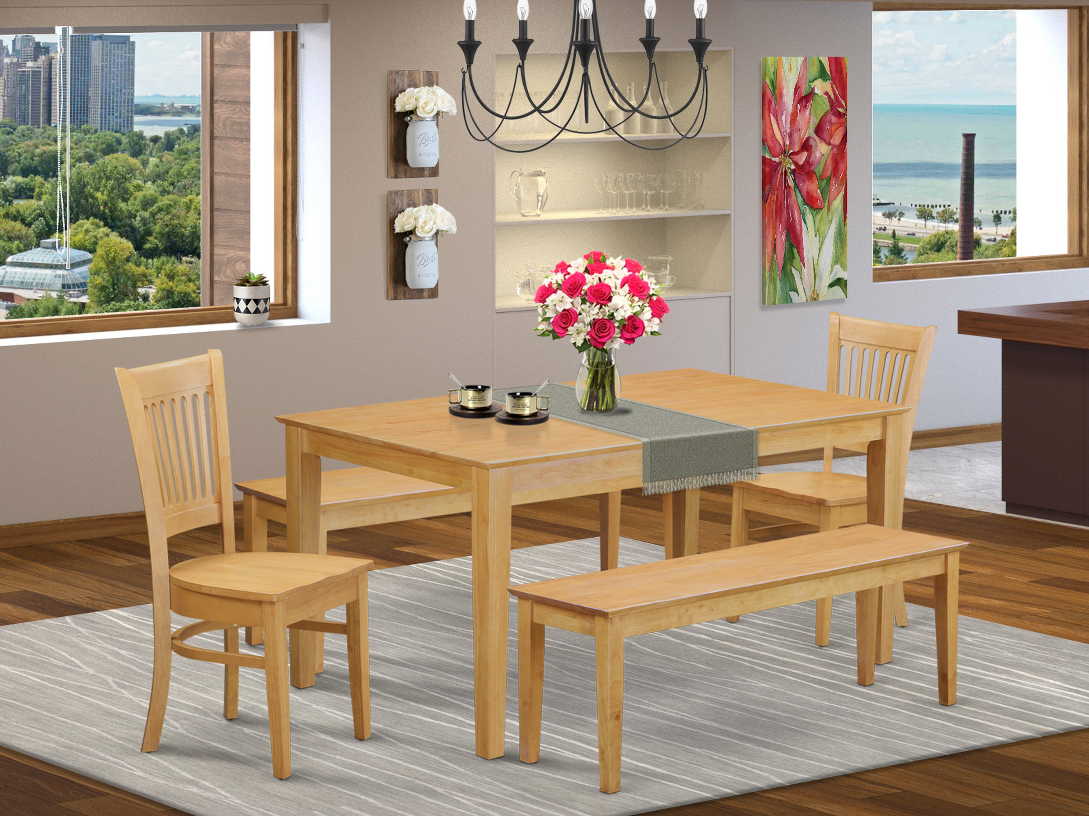 Lark Manor Rectangle Solid Wood Top Dining Table with Lattice Back ...