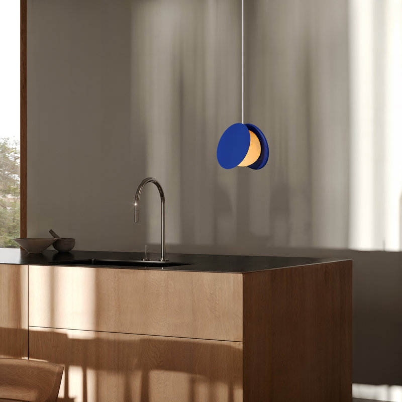 Pendulum Pendant Light, White, Cobalt, 14" H x 9.69" W x 8.03" D