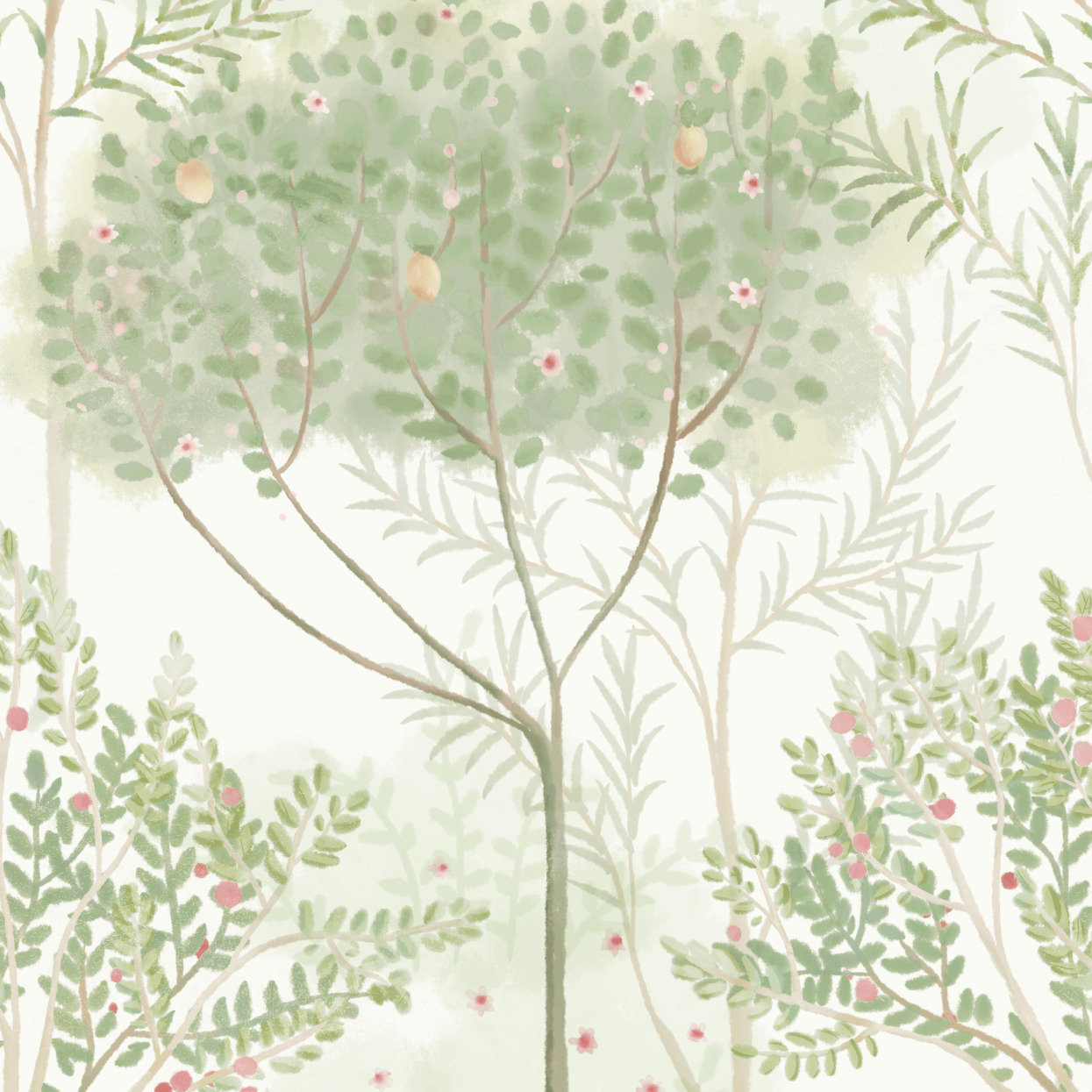 Astin Wallpaper Double Roll, White/Green