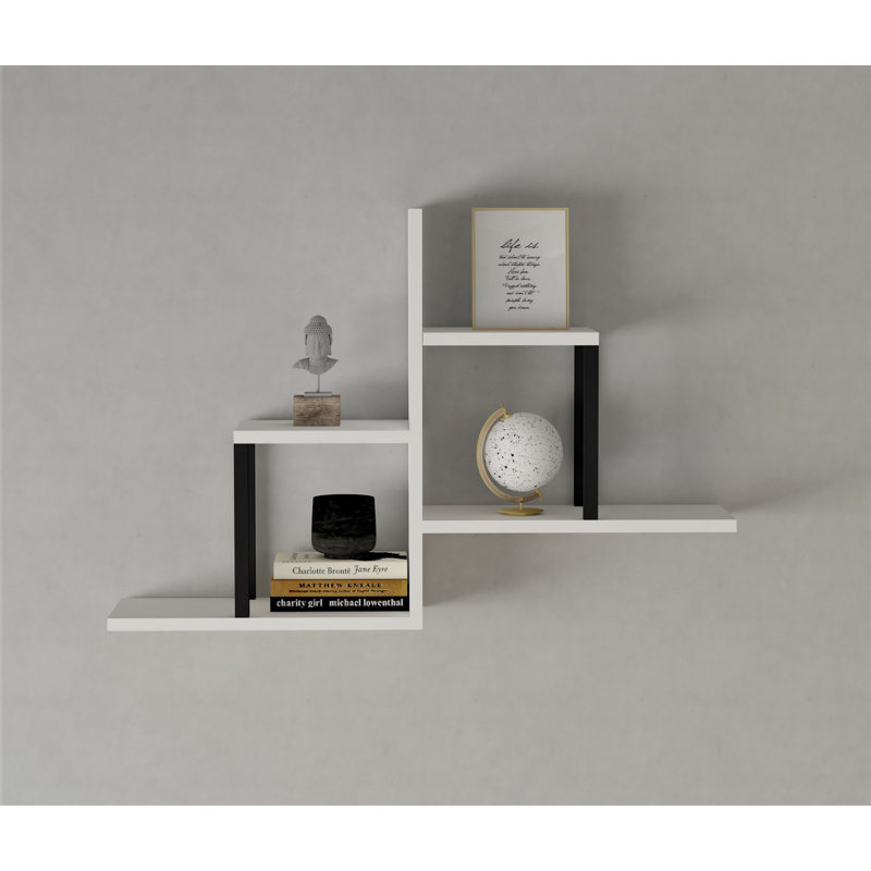 Tablette murale moderne, blanche, 23,6 po x 35,4 po x 7,9 po | 100% panneau de particules enduit de mélamine, épaisseur: 0,7 pouce | Fixé au mur pour un rangement peu encombrant | Solution de décoration intérieure élégante et fonctionnelle