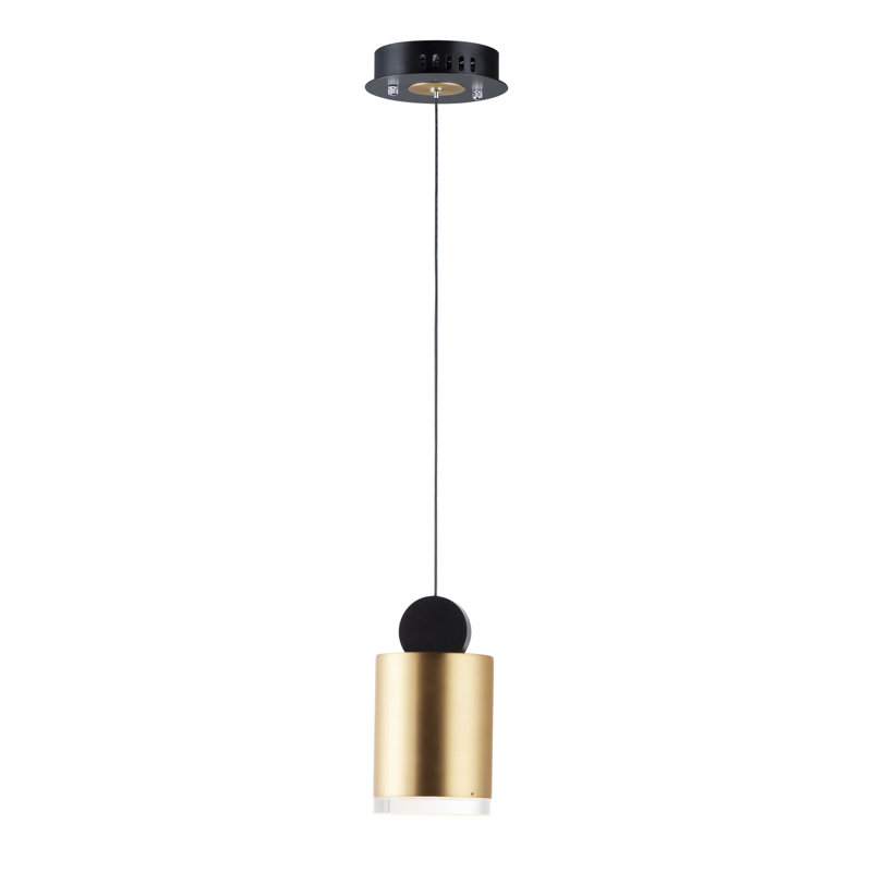 Black and Gold LED Pendant Light with Clear Acrylic Shade