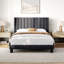 Upholstered Bed Frame with Channel Tufted Headboard-151398479-151398478