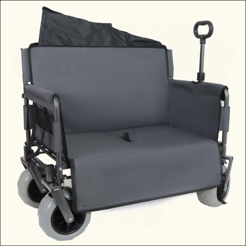 Chariot pliant 3-en-1 avec siège de banc - Protection de brevet Capacité de charge de 500 lb par pneus de plage de 9 po x 4 po pour le camping et la plage