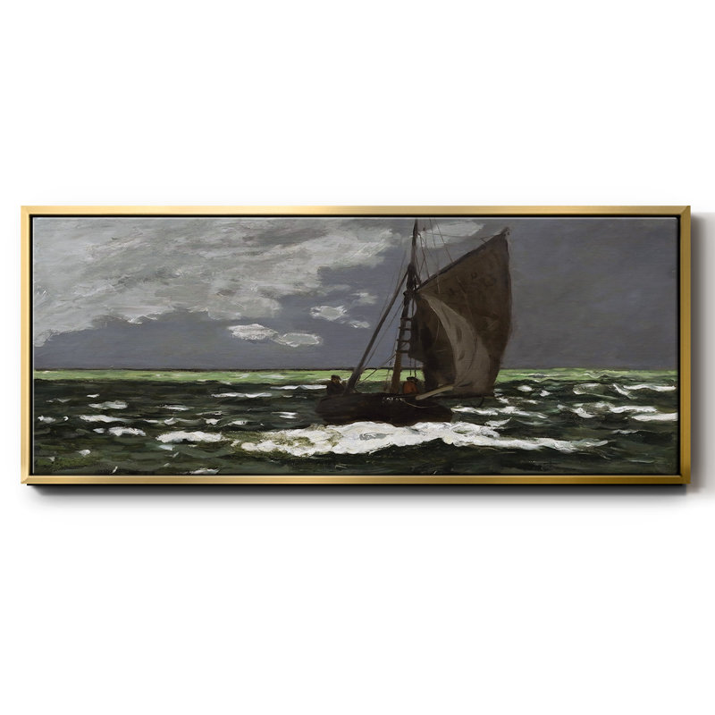 Stormy Seascape, 1867, reproduction d'art sur toile, H 20 po x l 50 po x P 1,5 po, Toile avec cadre doré
