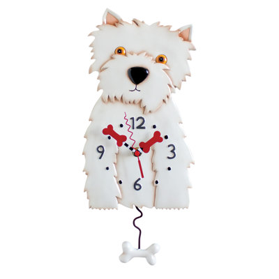 Allen Designs Westin the West Highland Terrier Dog Battery Operated Sculpted Pendulum Wall Clock 15 Inch