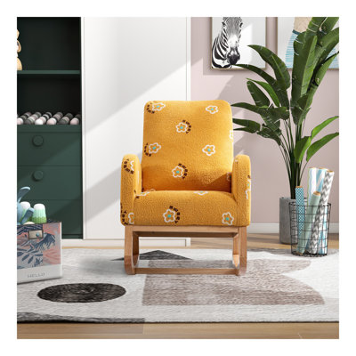 Chaise berçante moderne de 26,8 po de largeur pour chambre de bébé, fauteuil berçant d'appoint Mid Century