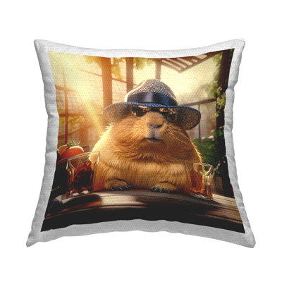 Capybara at Brewery Outdoor Printed Pillow by Jim Baldwin