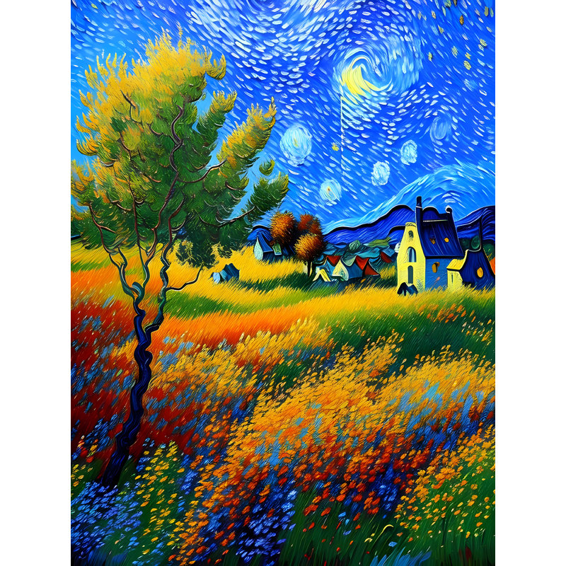 Distant Village I, 32" H x 24" W