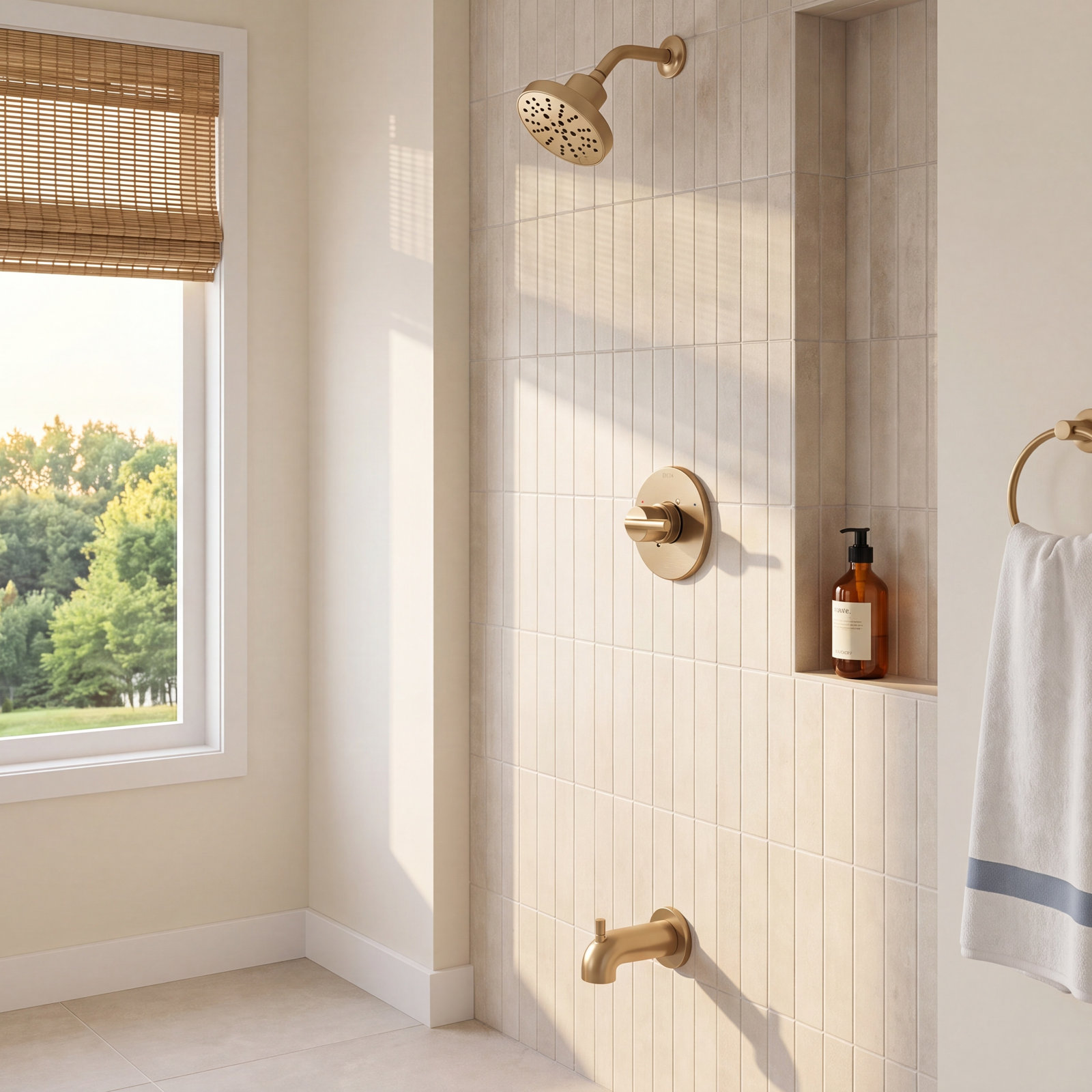 Nicoli Single-Function Tub and Shower Faucet Set, Champagne Bronze