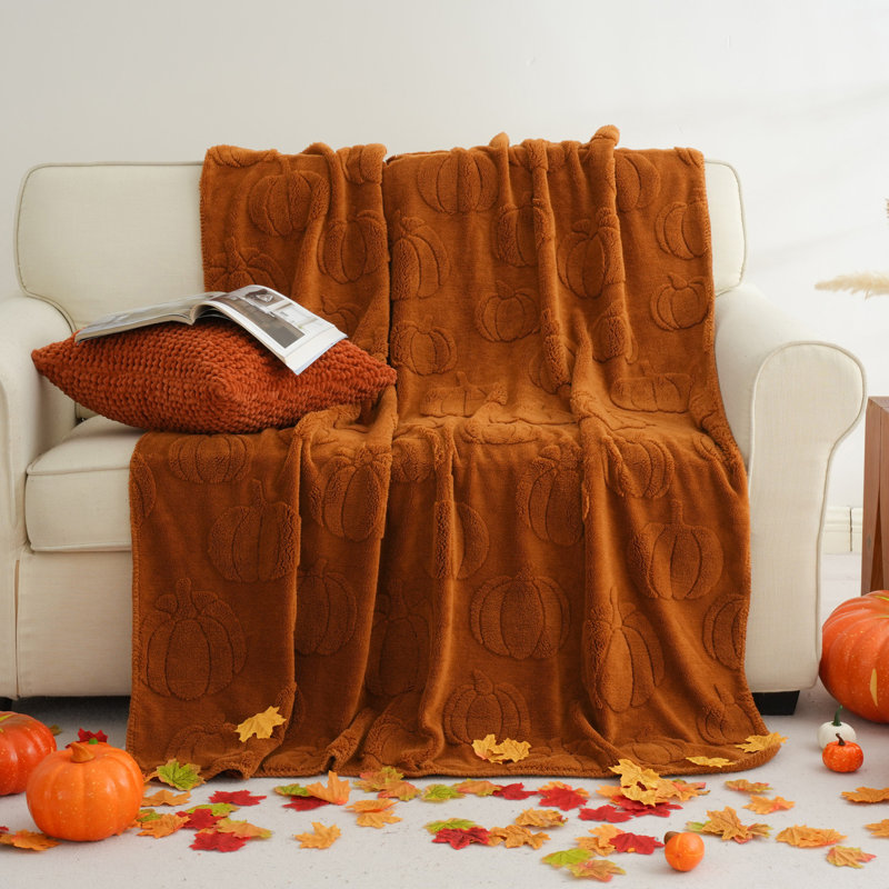 Jeté d'automne pour canapé, jeté en flanelle rouille 50 po x 60 po