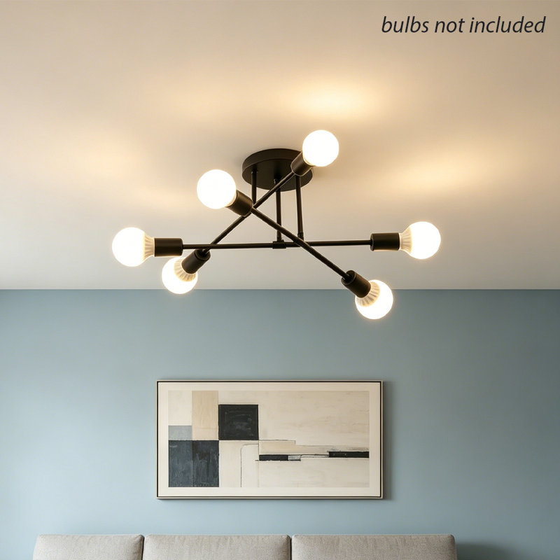 Semi Flush Mount, not included, Black